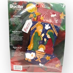 New Bucilla Christmas Silent Night Felt Stocking Craft Kit - Mary Joseph Jesus